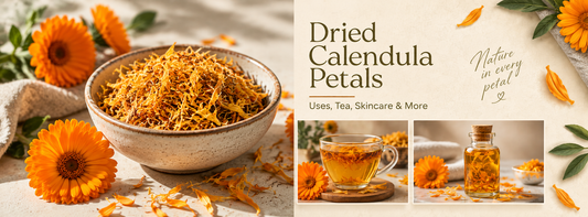 Dried calendula petals (pot marigold) — natural ingredient for tea, skincare and dye