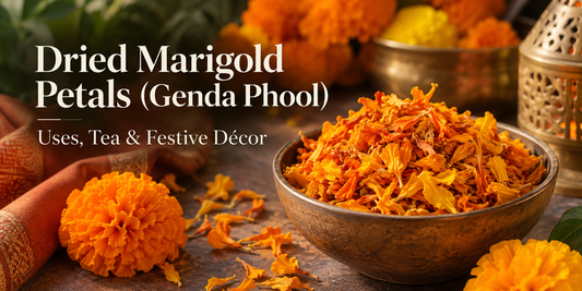 Dried marigold petals (genda phool) — festive décor, tea and natural dye