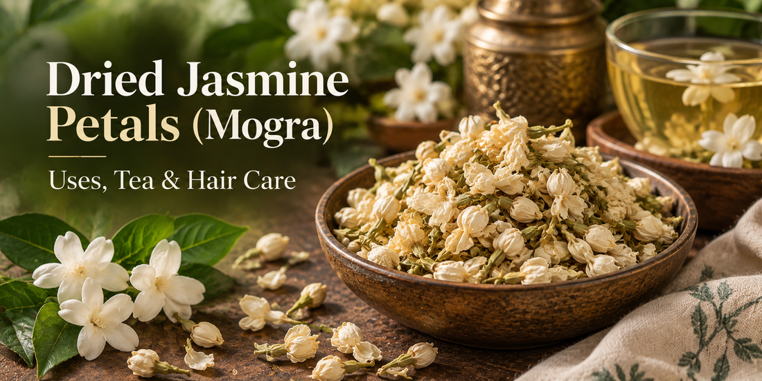 Dried jasmine petals (mogra) — tea, hair care and skincare