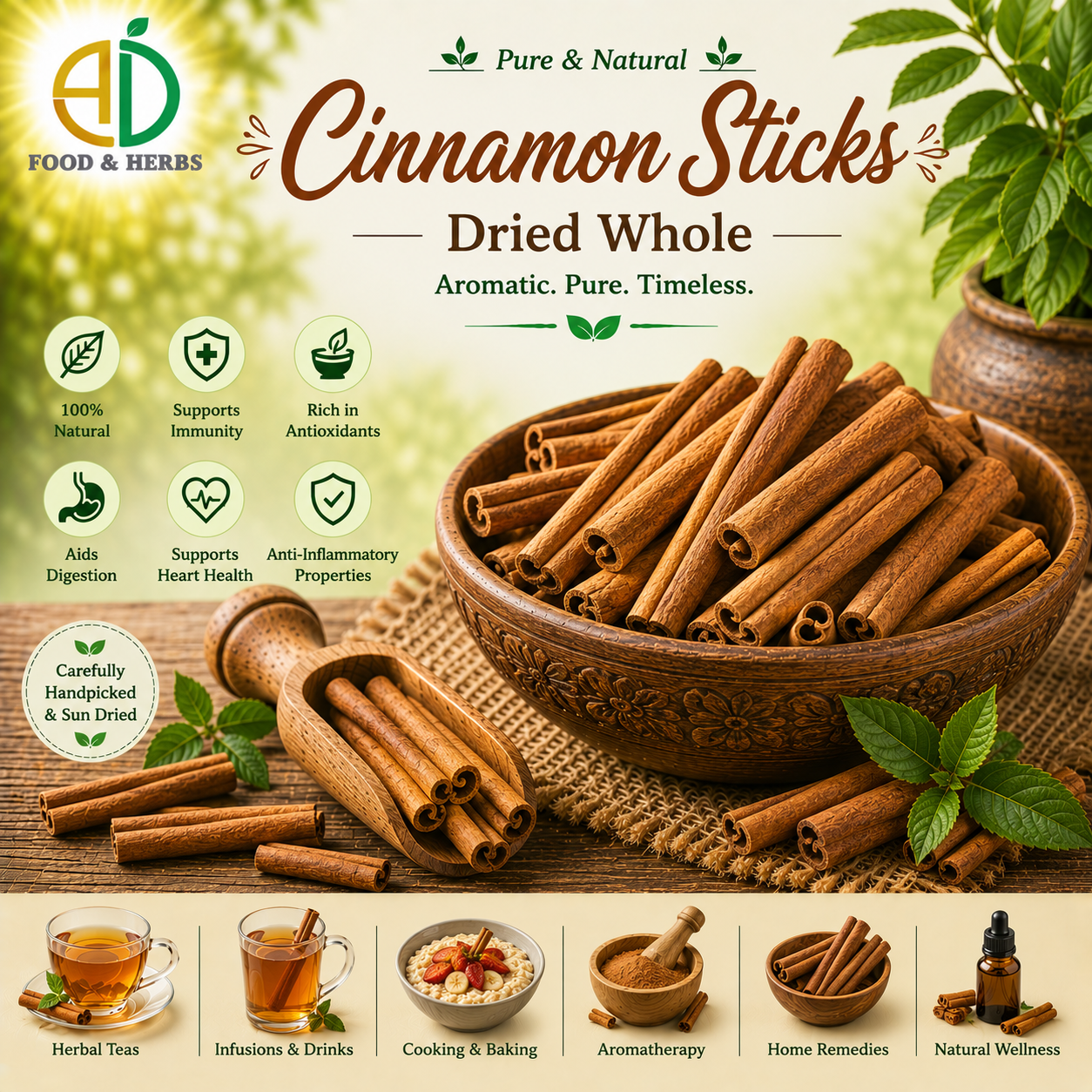 Dried cinnamon sticks