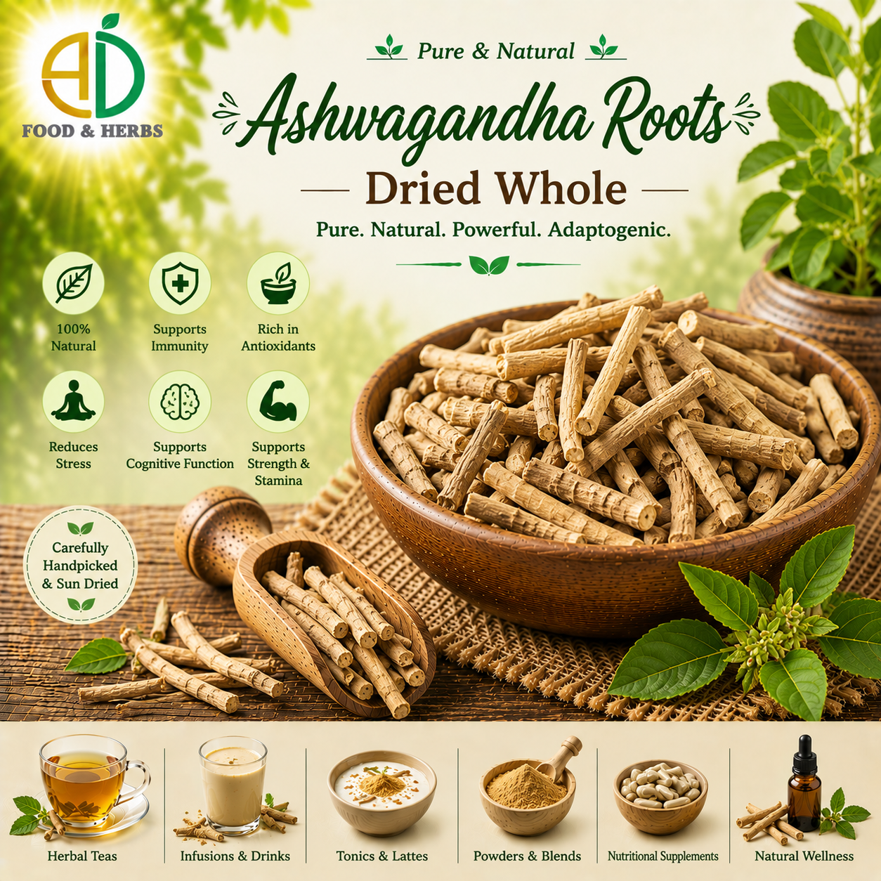 Dried Ashwagandha roots