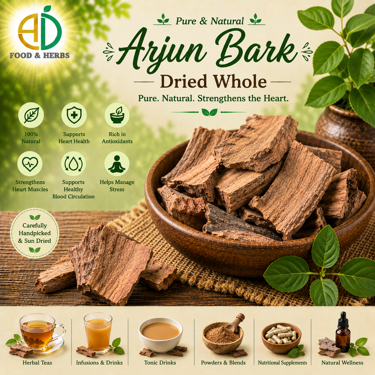 Dried Arjuna bark