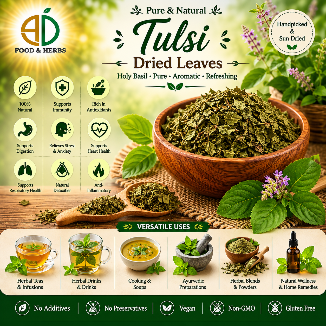 Dried Tulsi leaves