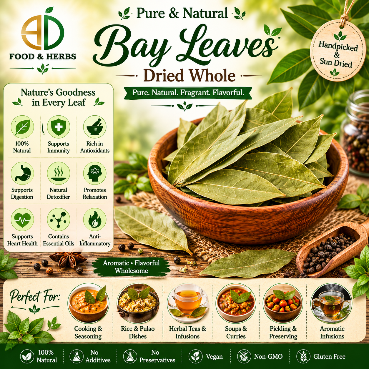 Dried bay leaves