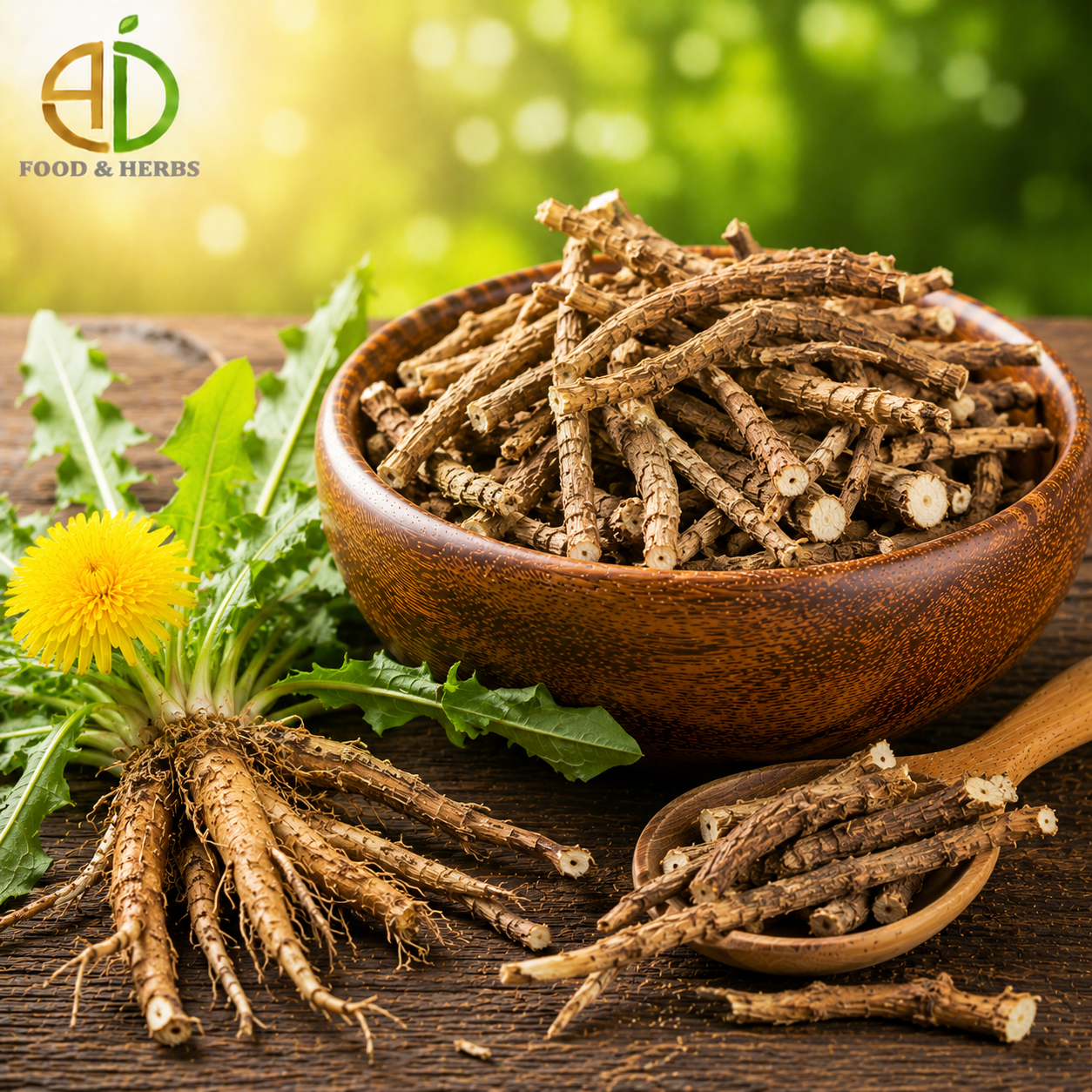 Dried dandelion roots