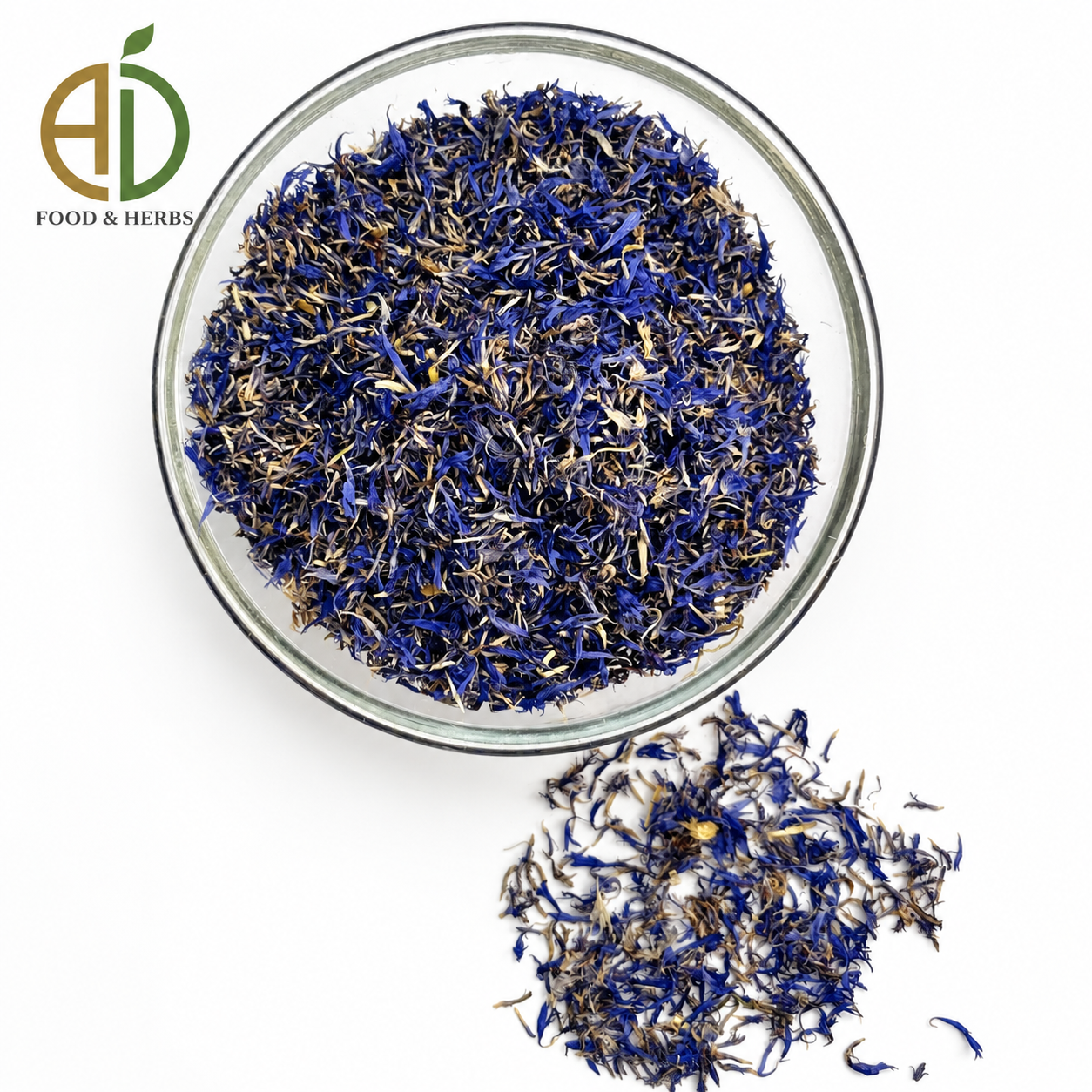 Dried blue cornflower petals for natural herbal tea and garnish