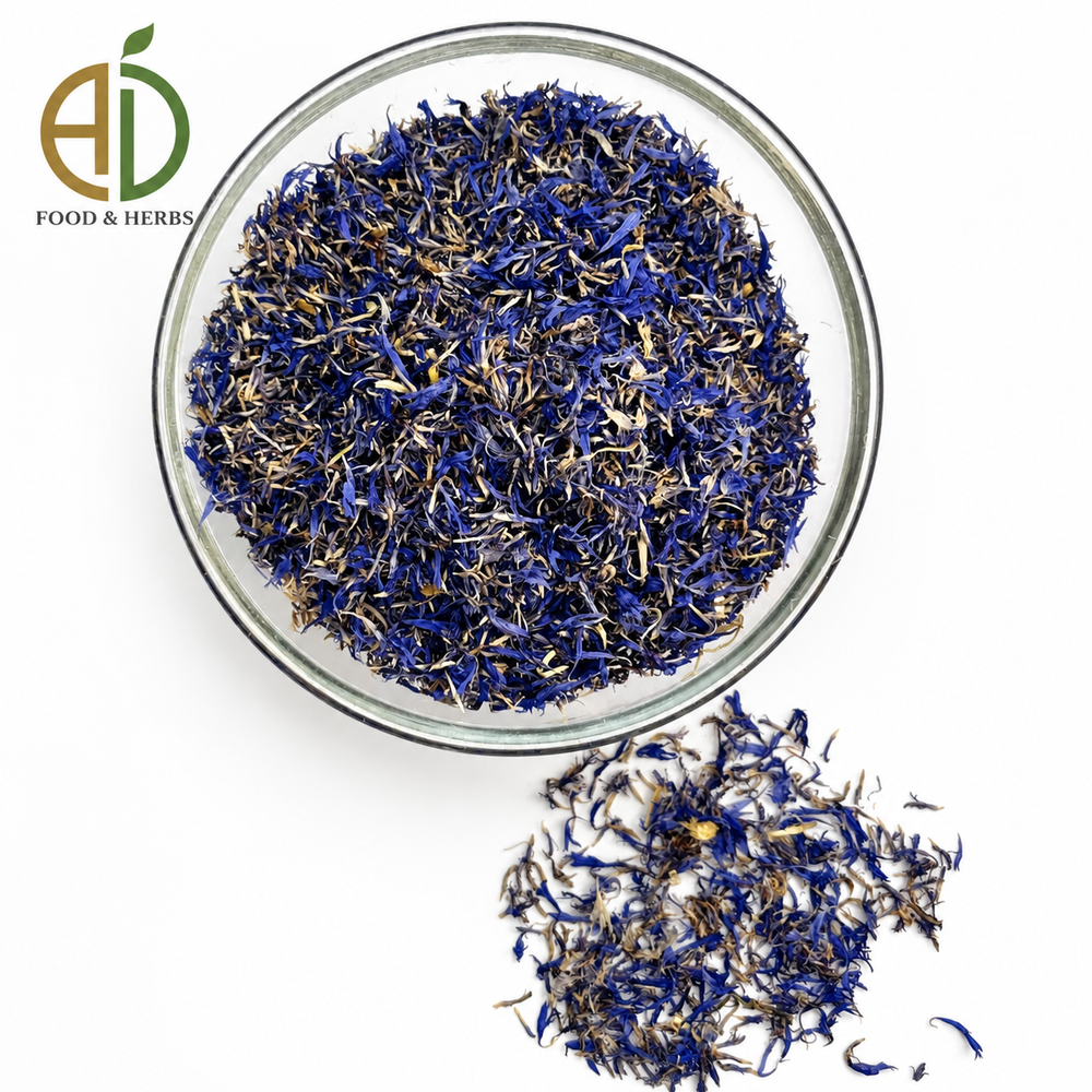 Dried blue cornflower petals for natural herbal tea and garnish