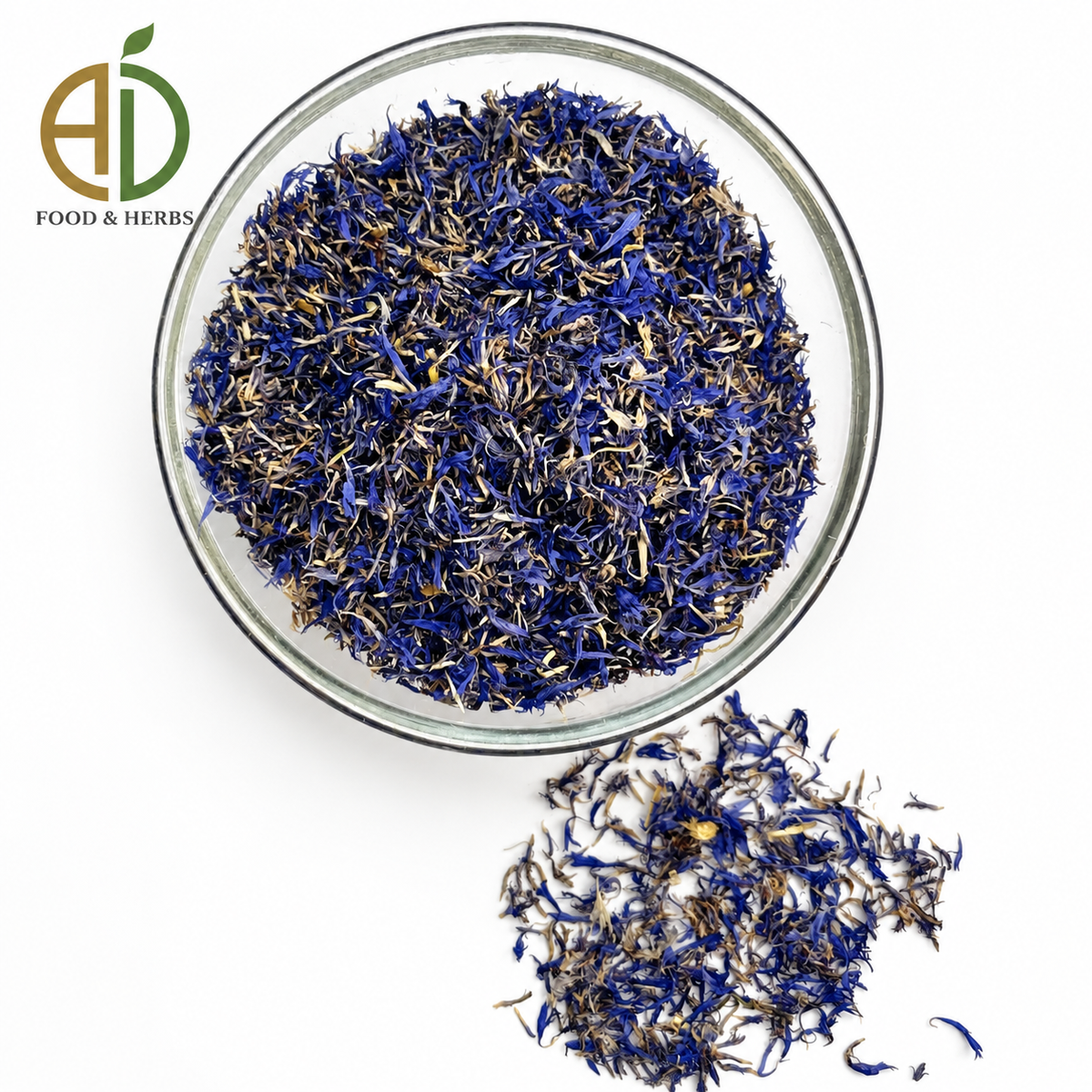 Dried blue cornflower petals for natural herbal tea and garnish