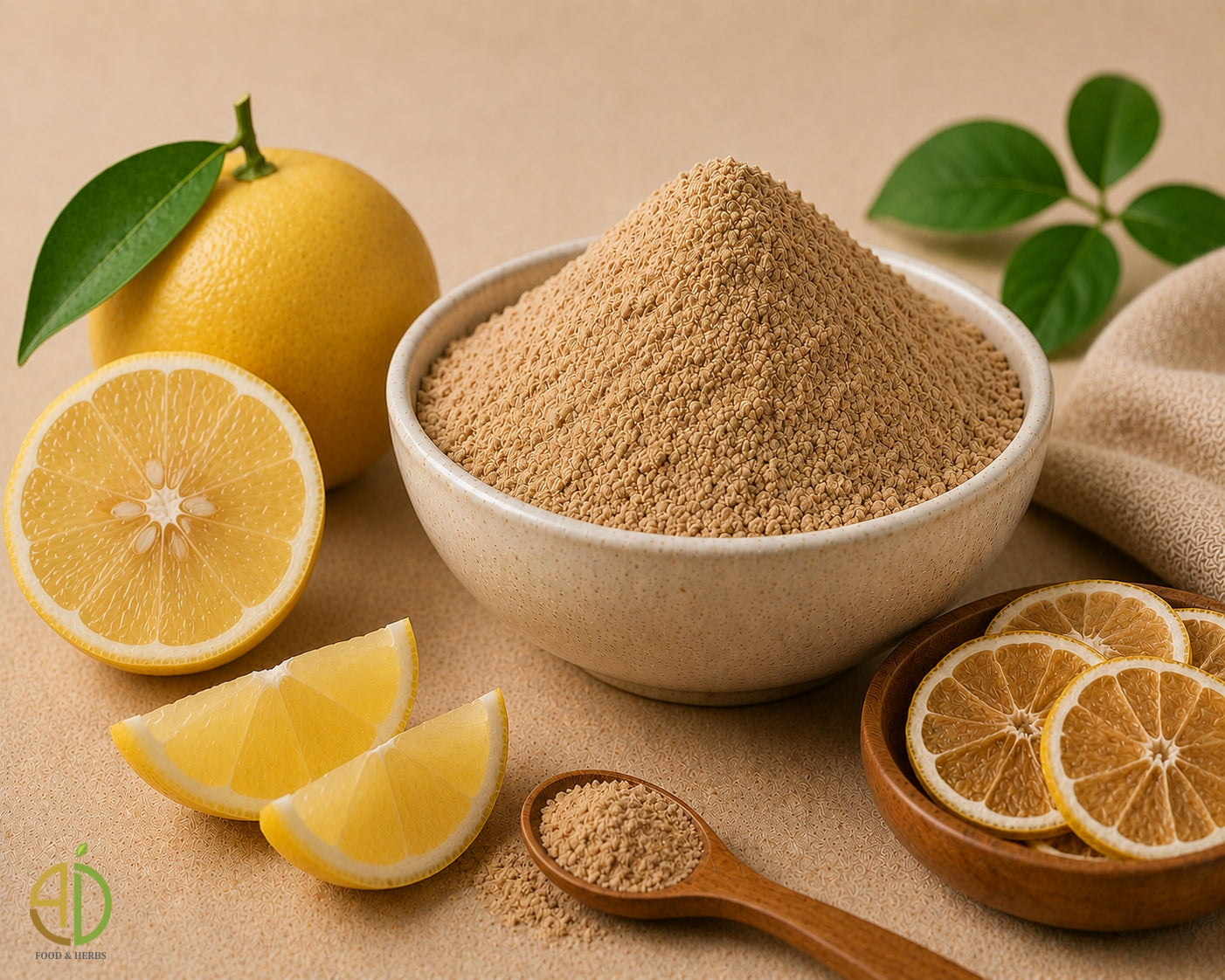 Dehydrated lemon powder