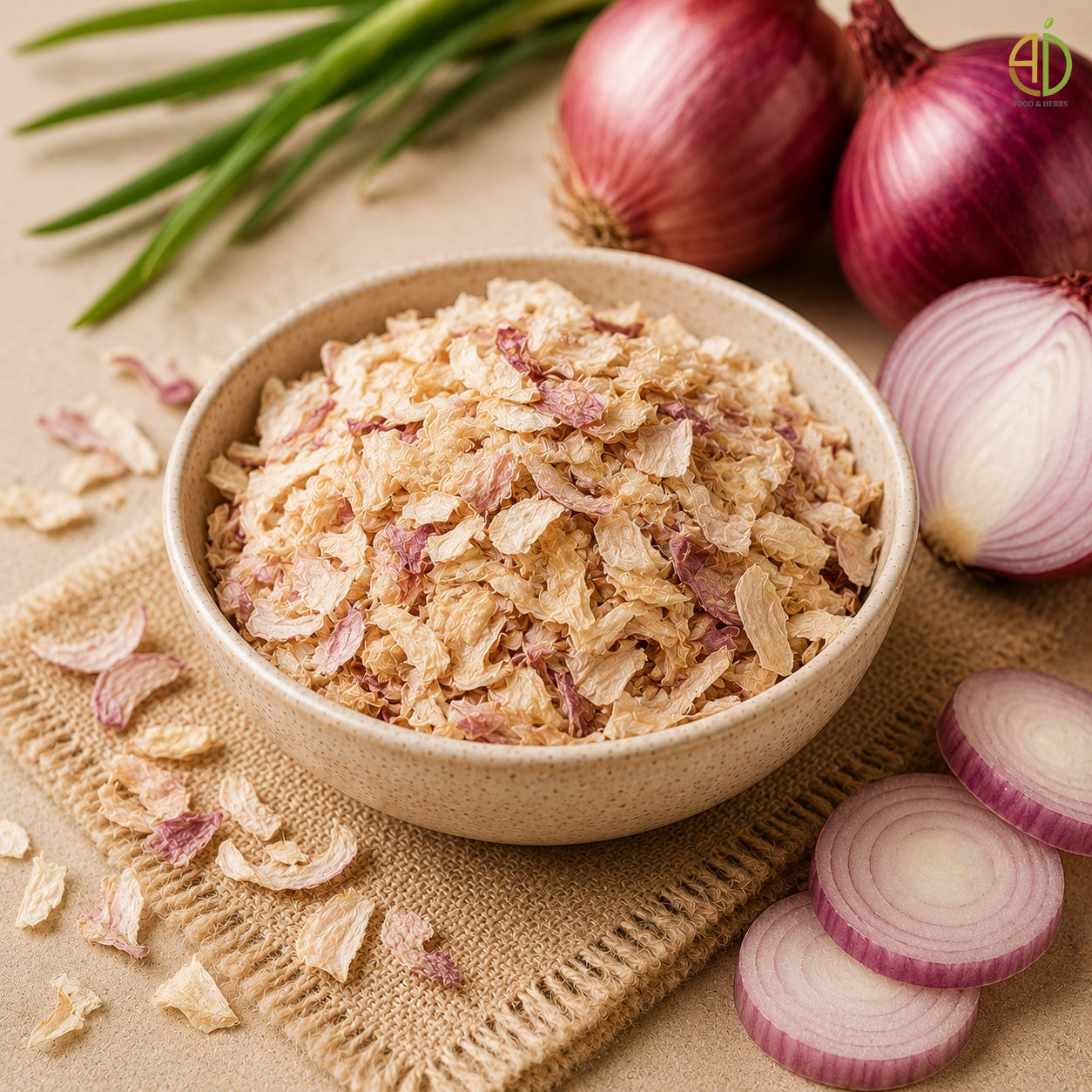 Dehydrated onion flakes